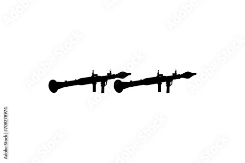 Silhouette of the Bazooka or Rocket Launcher Weapon, also known as Rocket Propelled Grenade or RPG, Flat Style, can use for Art Illustration, Pictogram, Website, Infographic or Graphic Design Element