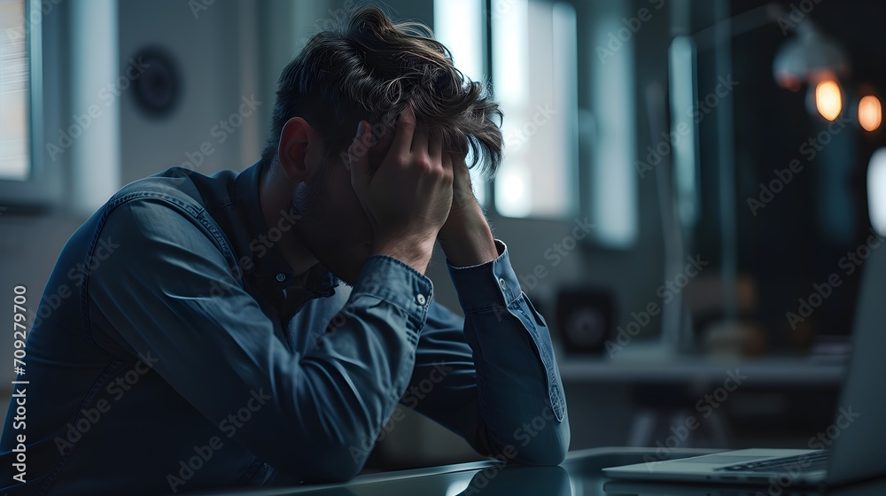 Un homme déprimé fait un burn out Un homme déprimé fait un burn out