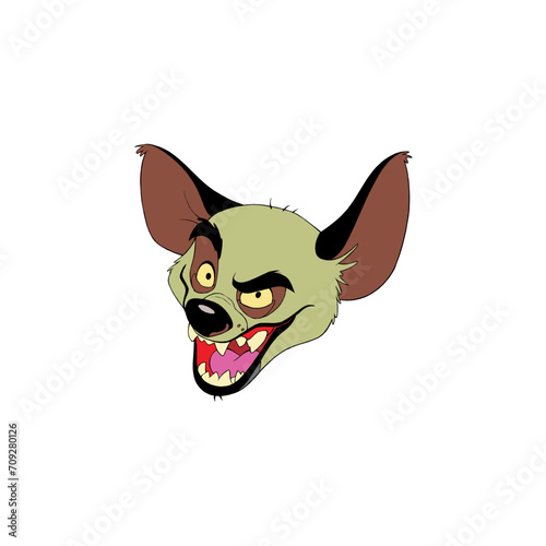 Hyena head roaring isolated on White Background. Africa.