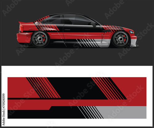 Racing car wrap design vector Graphic abstract stripe racing background kit designs for wrap vehicle