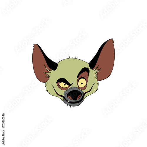 Hyena head glances isolated on White Background. Africa.