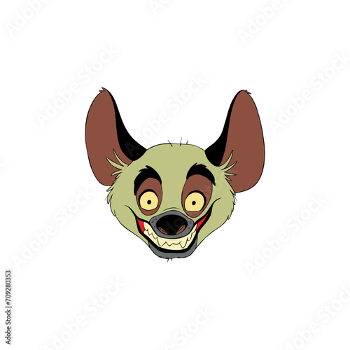 smiling Hyena head isolated on White Background. Africa.