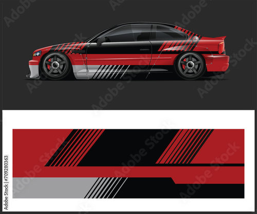 Racing car wrap design vector Graphic abstract stripe racing background kit designs for wrap vehicle