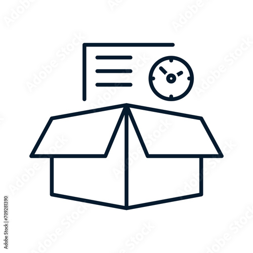 Delivery time concept. Vector linear icon isolated on white background.