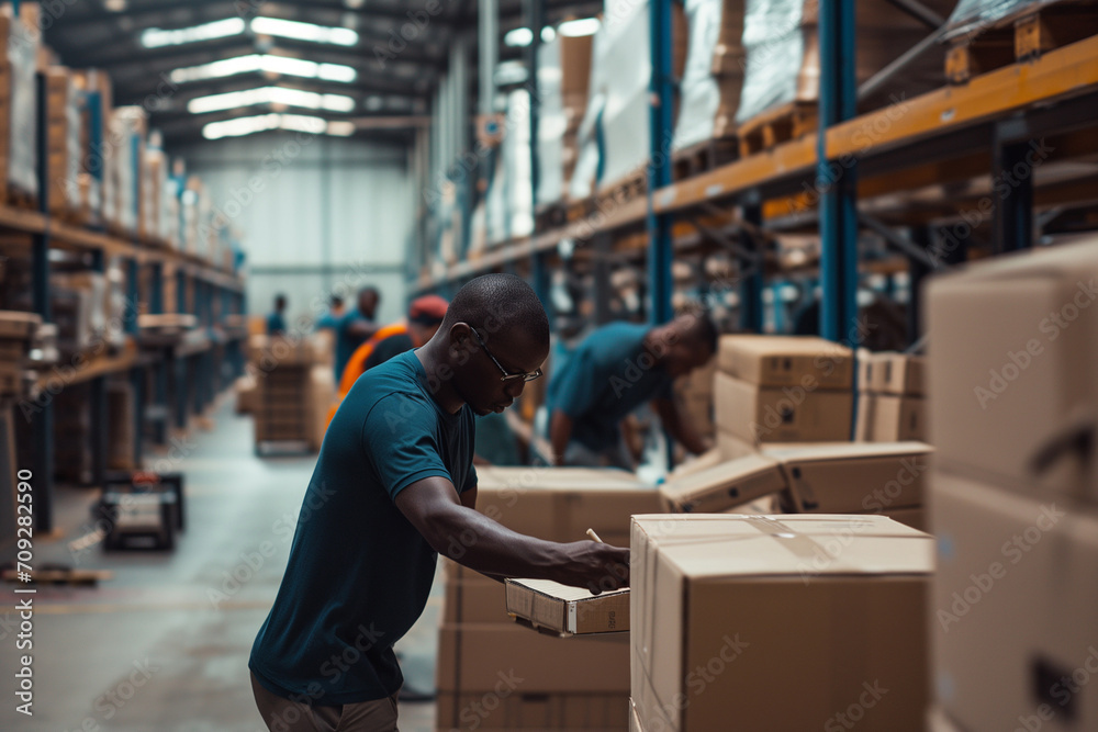 men working in warehouse in a large space men working in warehouse in a large space