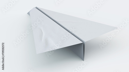 Airplane made with Paper. Paper folded into the shape of an airplane. 3D render. Origami.