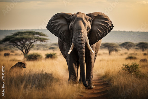 elephant in the sunset © Magic Art