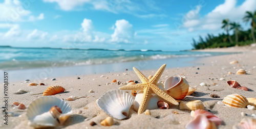starfish and seashells on the beach