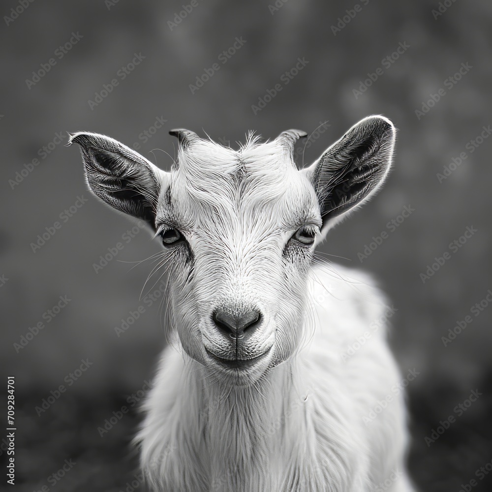 a goat looking at the camera