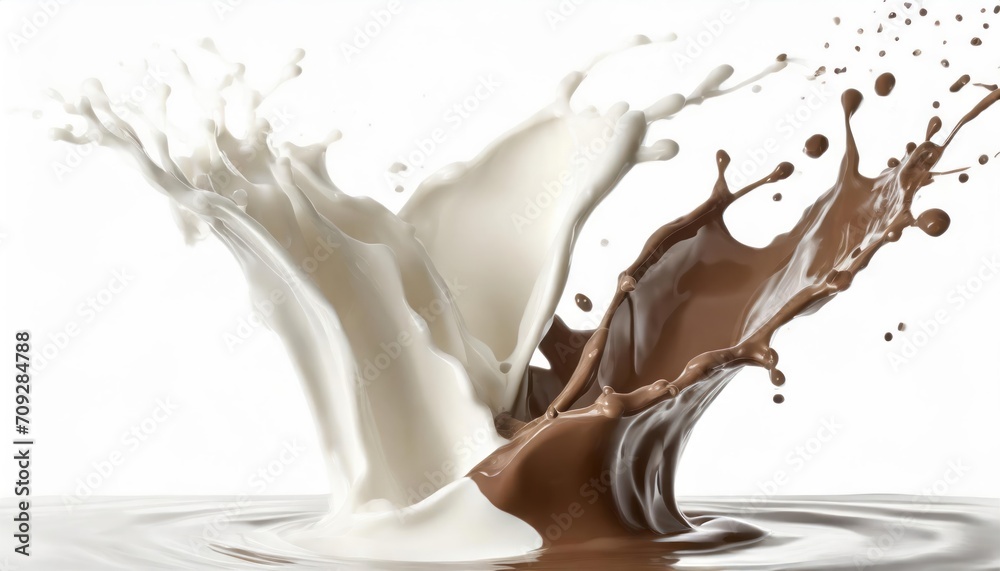 milk and chocolate splash smooth abstract shapes with clipping path , 3d rendering milk and chocolate splash smooth abstract shapes with clipping path , 3d rendering