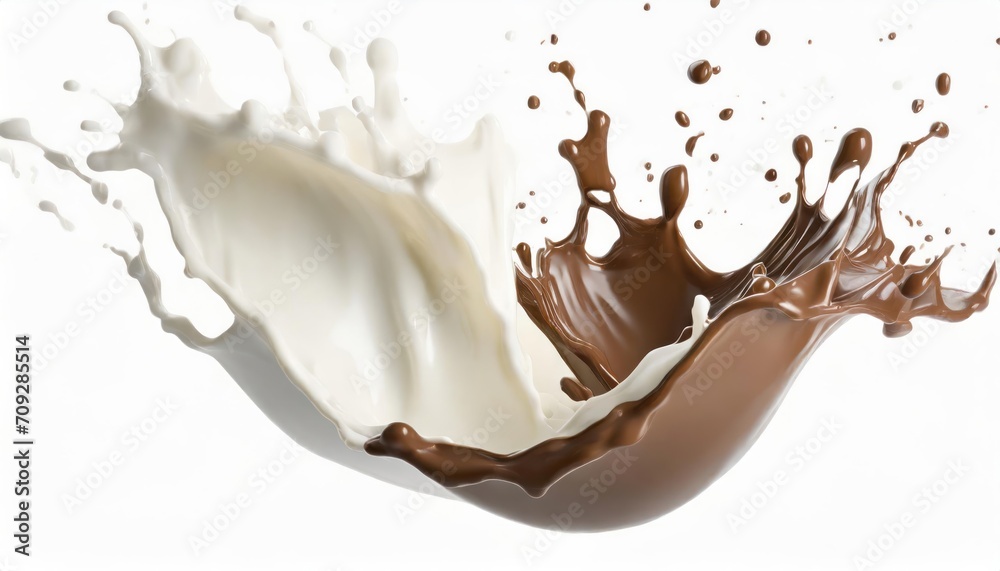 milk and chocolate splash smooth abstract shapes with clipping path , 3d rendering milk and chocolate splash smooth abstract shapes with clipping path , 3d rendering