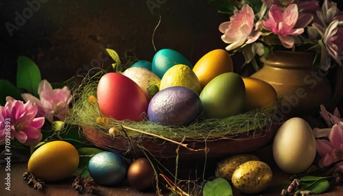 Easter composition with colorful Easter eggs © Marko