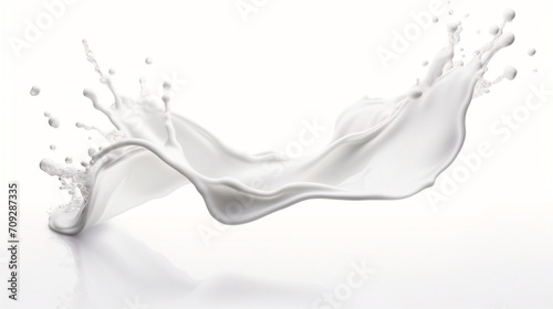 White milk wave splash with splatters and drops isolated in transparent background.