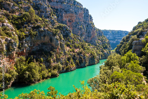 The verdon river seen in the lower canyon