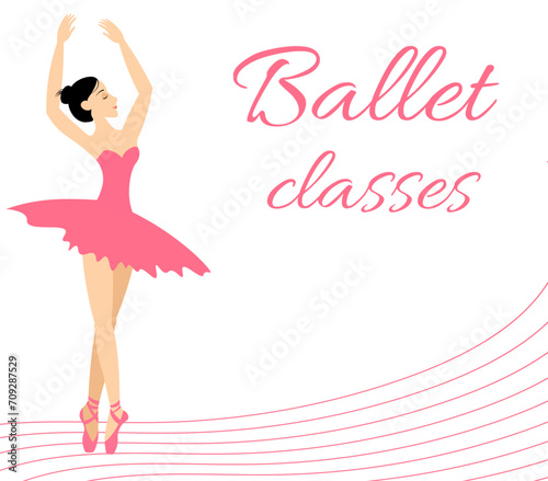 Ballet lessons. Ballerina dancing in pointe shoes. Ballerina on stage.