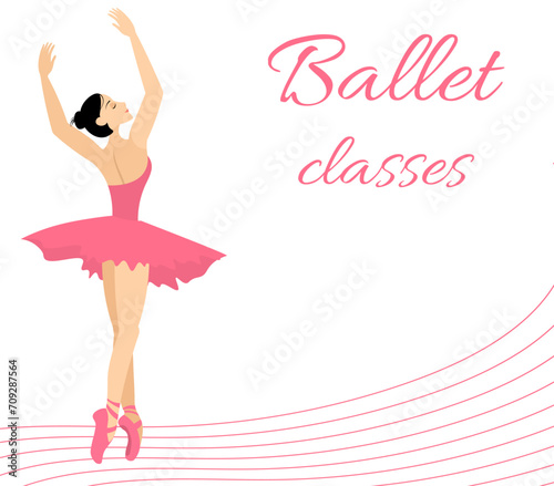 Ballet lessons. Ballerina dancing in pointe shoes. An elegant ballerina performs on the theater stage.