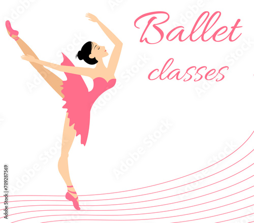 Ballet lessons. Ballerina dancing in pointe shoes. A ballerina dances beautifully on the theater stage.