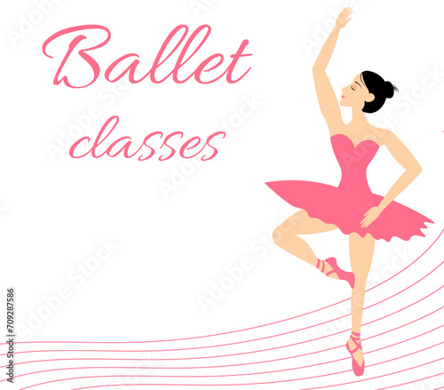 Ballet lessons. Ballerina dancing in pointe shoes. Beauty of classical ballet.