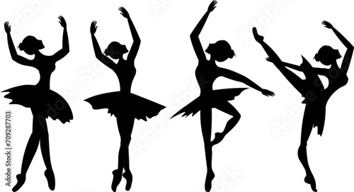 Classic ballet. Set of silhouettes of girls ballerinas..