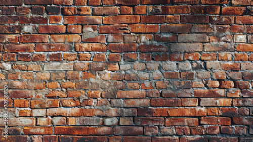 Old red brick wall background. photo