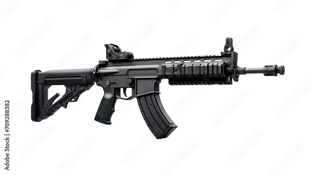 Assault rifle isolated in transparent background.