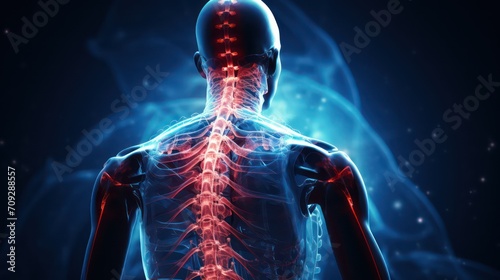 Human spine in x-ray view on dark background