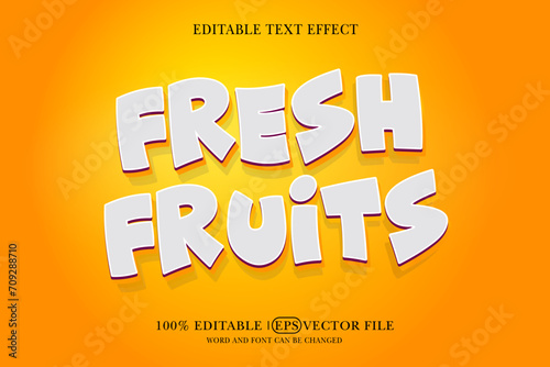 Fresh fruits 3D cartoon with editable text effect.