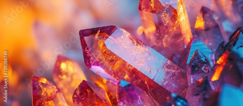 Homegrown radiant crystals. Chemical experiment. Synthesized crystal. DIY chemistry. Focus on selectivity. photo