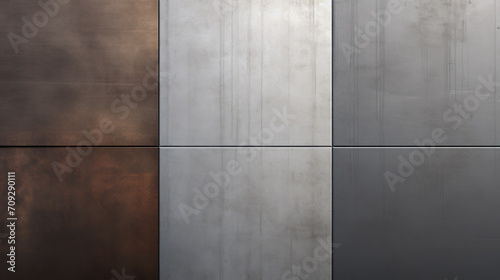 Abstract Metal Wall Panels in Shades of Brown and Gray. abstract arrangement of metal wall panels  with a contrasting color scheme of brown and gray  creating a modern and industrial aesthetic.