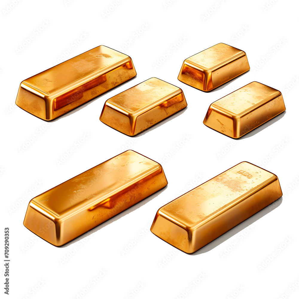 Gold bars set isolated on white background Gold bars set isolated on white background