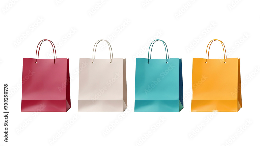 Collection of friendly recyclable side view blank shopping paper bag isolated in transparent background. Collection of friendly recyclable side view blank shopping paper bag isolated in transparent background.