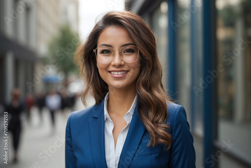 portrait of a young business woman in the city