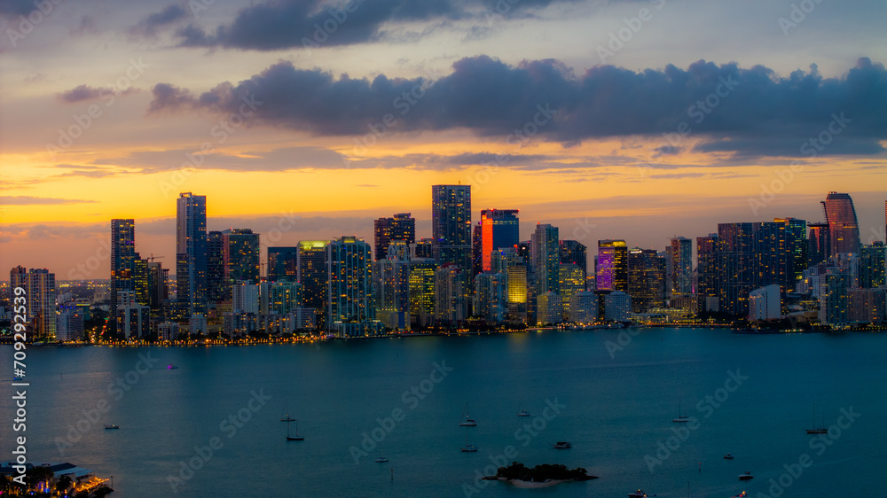 Drone view of Miami skyline Florida 