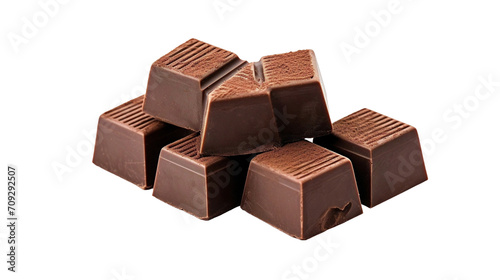 Chocolate bar pieces Isolated in transparent background.