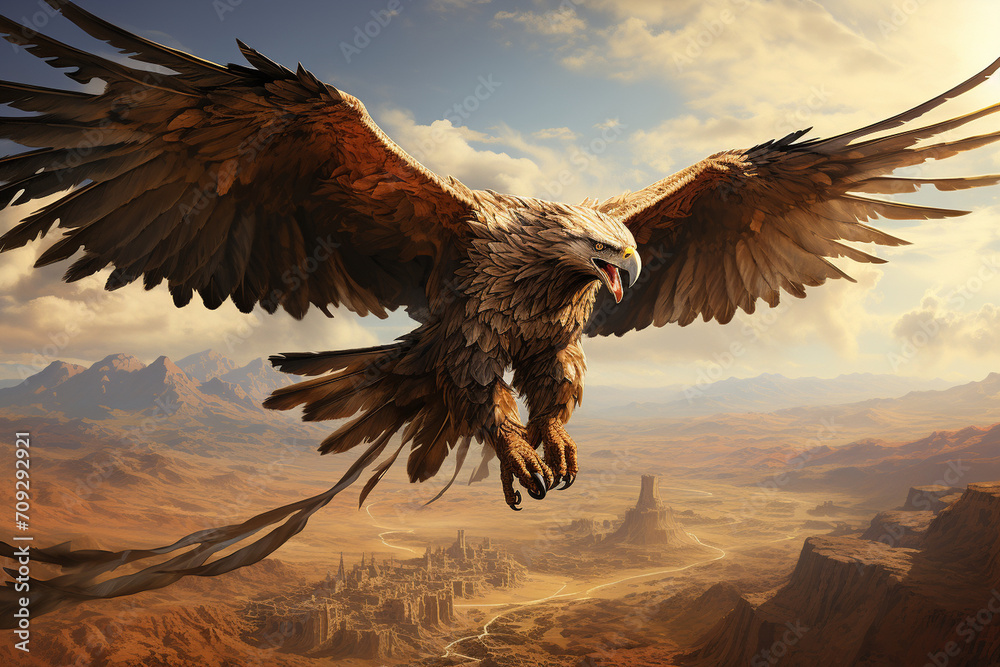 The legendary and wise Roc a mythical giant bird of prey from Arabian