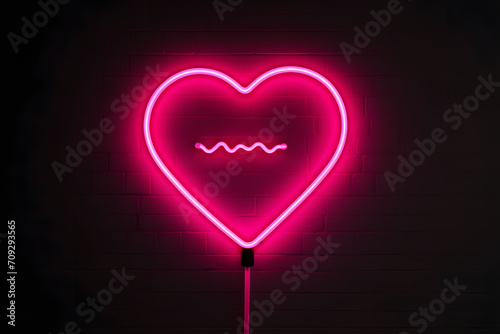 Pink neon sign with speech bubble and heart symbol