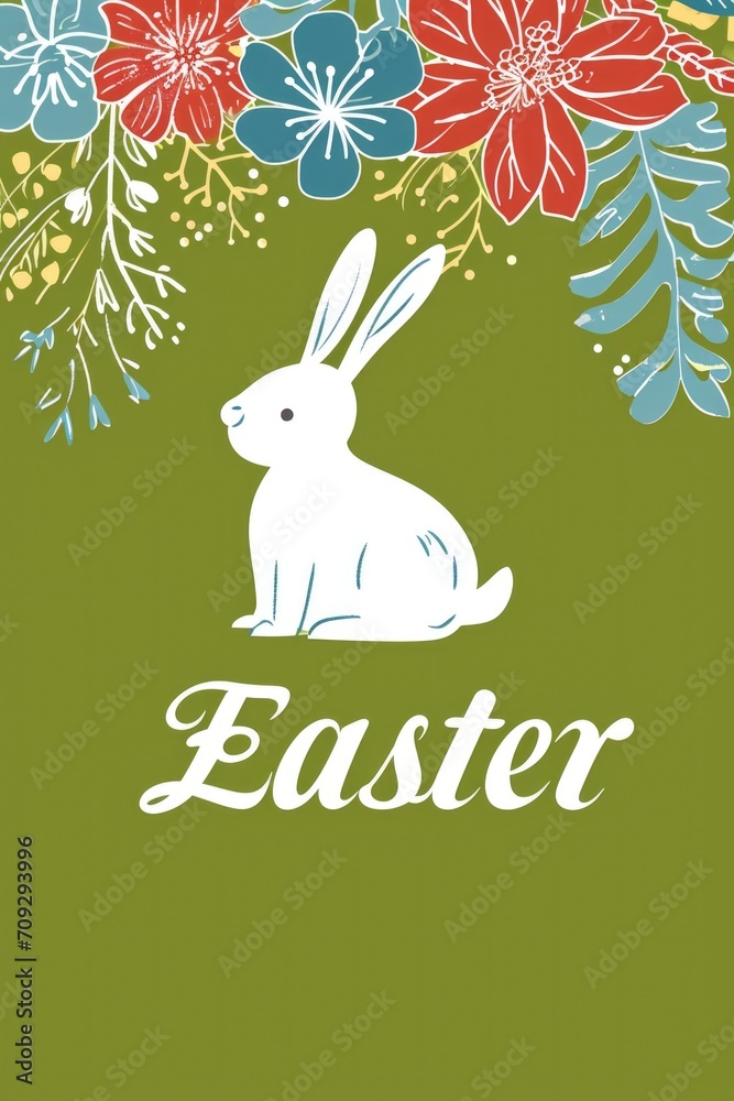 Obraz premium Easter text with a cute bunny