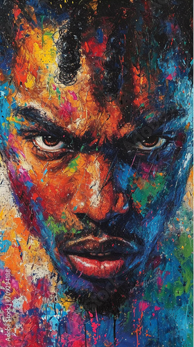Vibrant Afrocentric Portrait in Abstract Art Style