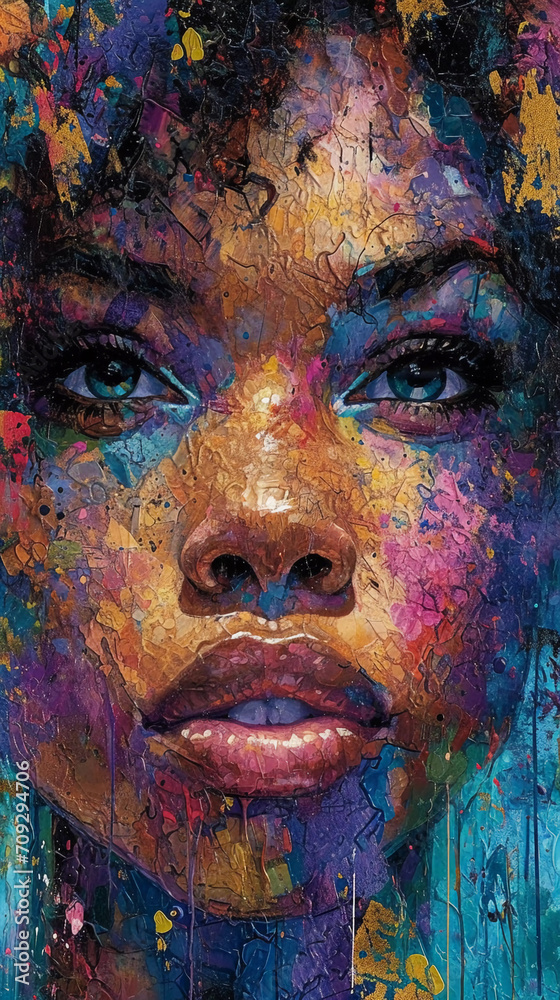 Vibrant Afrocentric Portrait in Abstract Art Style Vibrant Afrocentric Portrait in Abstract Art Style