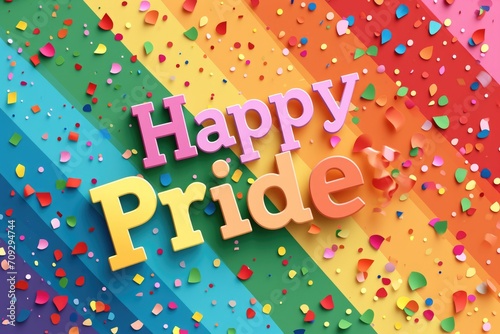 Happy pride concept, with lettering, in rainbow style