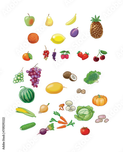Fototapeta Naklejka Na Ścianę i Meble -  set of fruits and vegetables 