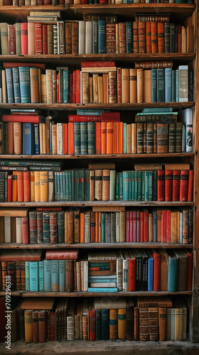 Vintage Book Collection in Various Colors and Textures photo