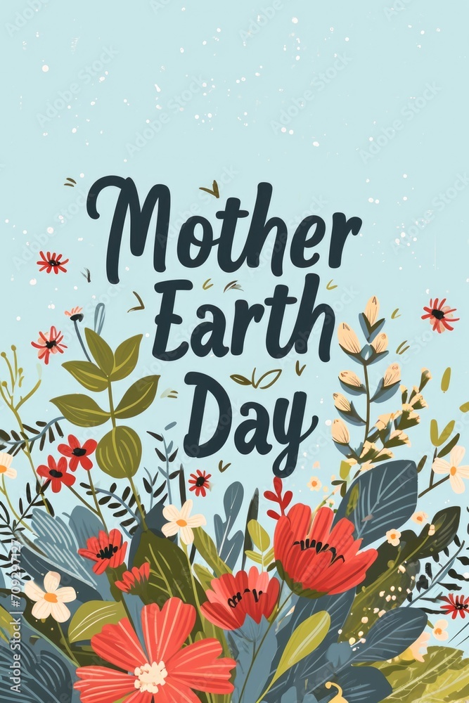 Obraz premium Happy mother earth day, typography poster design.