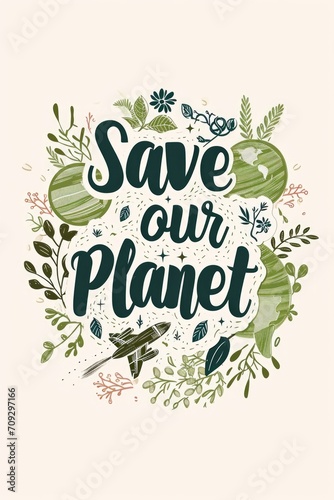 Save Our Earth poster in green colors