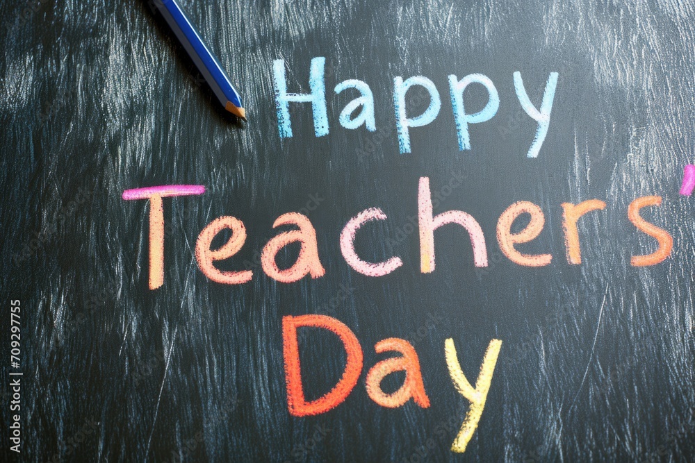 Obraz premium Teacher's Day greeting card or chalkboard poster
