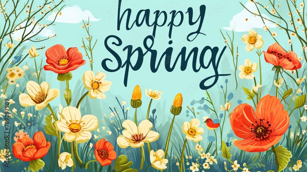Happy Spring Typographical Background