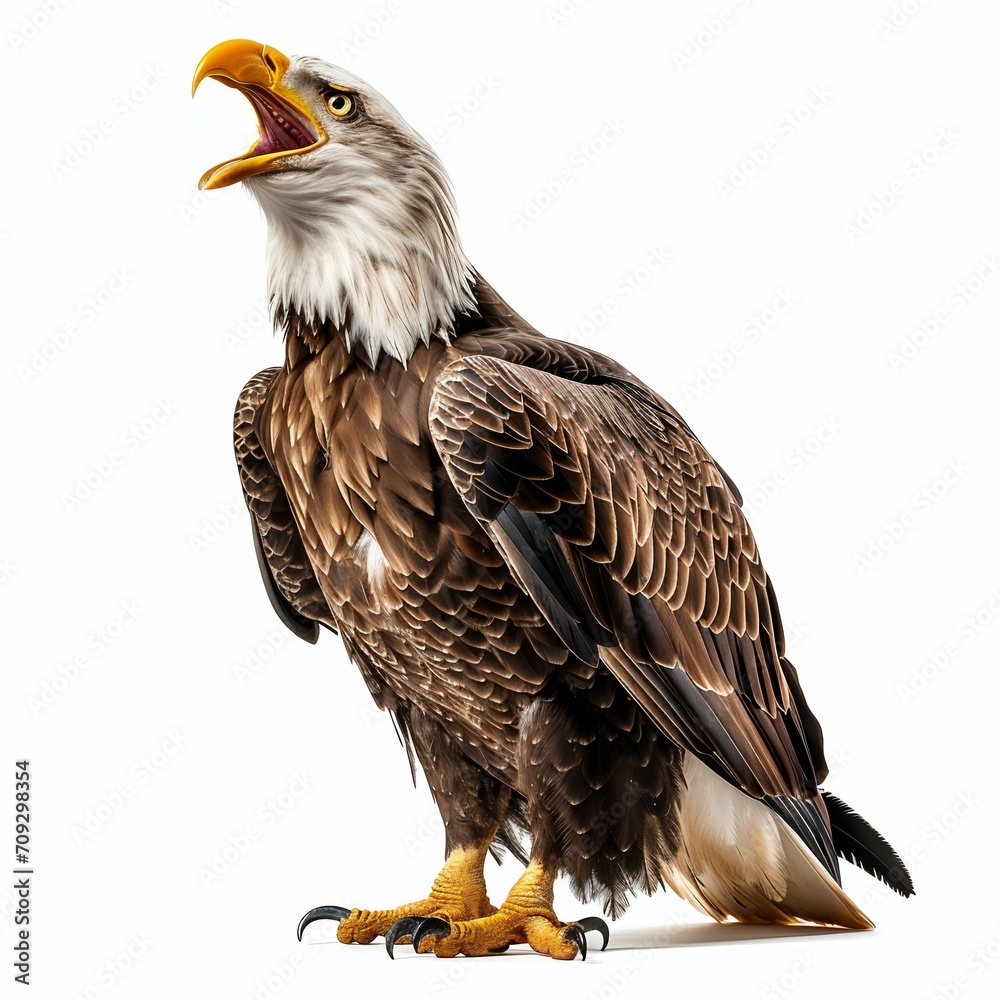 Obraz premium Majestic Eagle Screeching Isolated on White. Generative ai