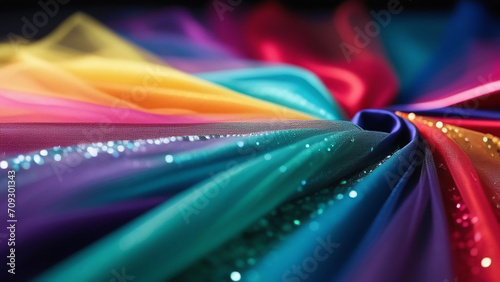 Textile background with multi-colored tulle. photo