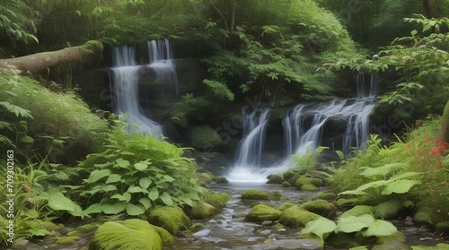waterfall in the forest summer days