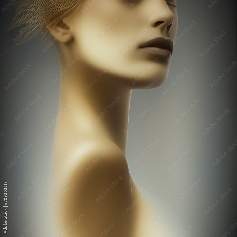 statue of a girl's face. femininity. girl without a face